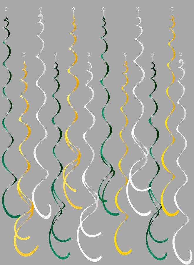 بينك بلوم 36 قطعة من زينة حلزونية معلقة باللون الأخضر والأصفر والأبيض، مصنوعة من اللباد، على شكل شرائط حلزونية، لتزيين الأسقف، وحفلات التخرج، وأعياد الميلاد، وحفلات الزفاف، والتقاعد، وحفلات استقبال المولود، وحفلات الربيع والصيف، وحفلات الحدائق. - Image 1